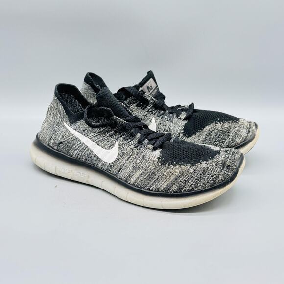 Nike Shoes Womens 7 Black Gray Free RN Flyknit Low Top Running Athletic Sneakers - Picture 2 of 11